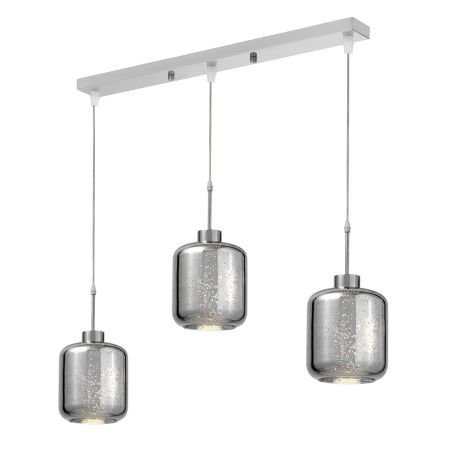 Szklana potrójna lampa wisząca ALACOSMO chromowana nowoczesna