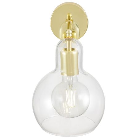 Szklany kinkiet, nowoczesna lampa ścienna glamour, przezroczysty klosz, złoty stelaż - MORO 1A