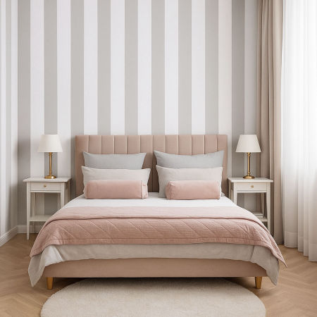 Tapeta w PASY PIONOWE biało-szare 16,6 cm