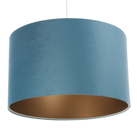 Turkusowa lampa wisząca z aksamitu i miedzianym wnętrzem, elegancja do nowoczesnych wnętrz - MOOD