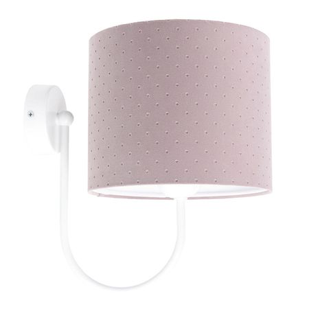 Walcowy kinkiet w kolorze brudnego, pudrowego różu z pikowanej tkaniny na białym ramieniu JASMINE BEBE