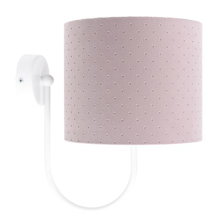 Walcowy kinkiet w kolorze brudnego, pudrowego różu z pikowanej tkaniny na białym ramieniu JASMINE BEBE