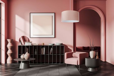 Welurowa lampa wisząca pudrowy róż z jasnoszarym wnętrzem - JASMINE BEBE