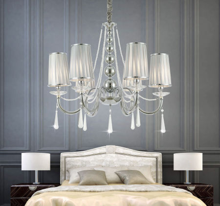 Wielopunktowy kryształowy żyrandol klasyczny chromowany FABIONE W6