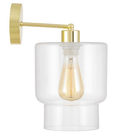 Złota lampa ścienna, kinkiet glamour z przezroczystym szklanym kloszem - MORO 1C