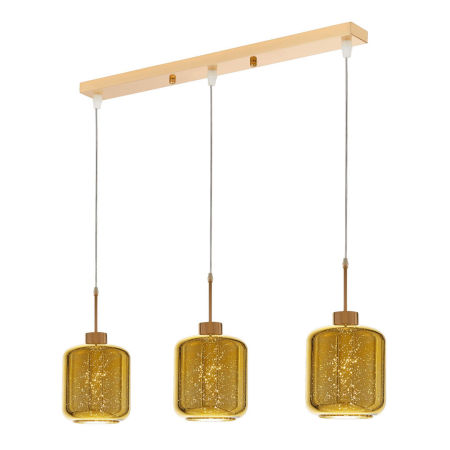 Złota lampa wisząca ALACOSMO potrójna nowoczesna szklana