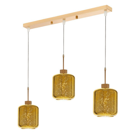Złota lampa wisząca ALACOSMO potrójna nowoczesna szklana