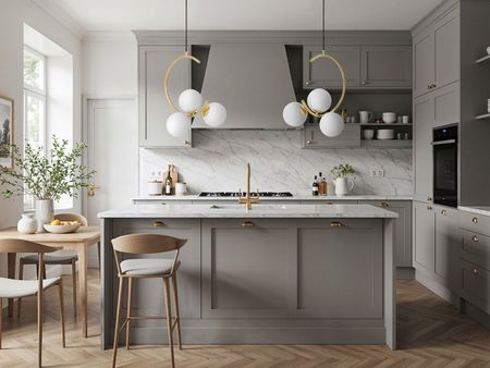 Złota lampa wisząca nowoczesna okrągła, trzy białe klosze kule - BONIO W3