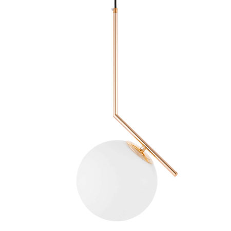 Złota nowoczesna lampa SORENTO ze szklanym białym kloszem na metalowym ramieniu