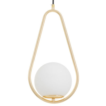 Złota nowoczesna lampa wisząca z okrągłym kloszem, metalowa rama, francuskie złoto - VERO 1C