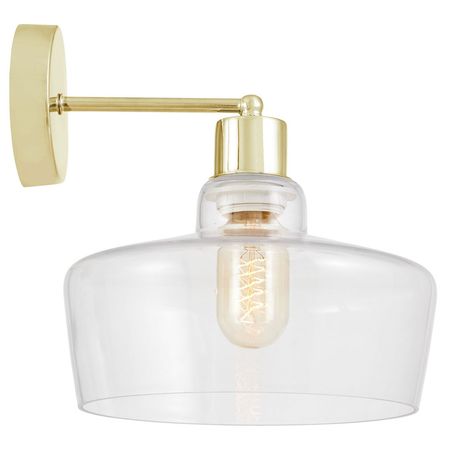 Złoty kinkiet glamour, nowoczesna lampa ścienna, przezroczysty klosz szklany - MORO 1D