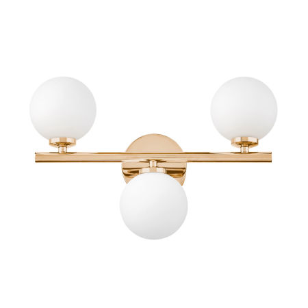 Złoty kinkiet glamour z trzema białymi, szklanymi kloszami, francuskie złoto - MARSIADA