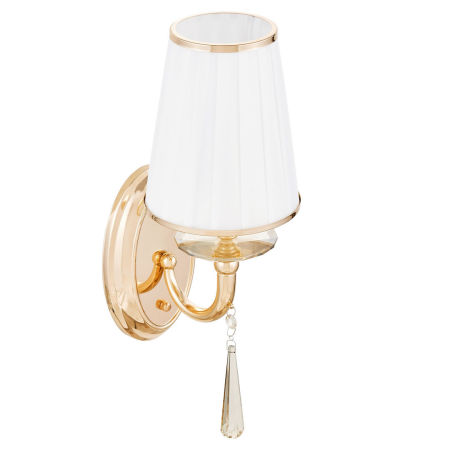 Złoty kinkiet pojedynczy FABIONE z kryształem lampa ścienna nowoczesna klasyczna
