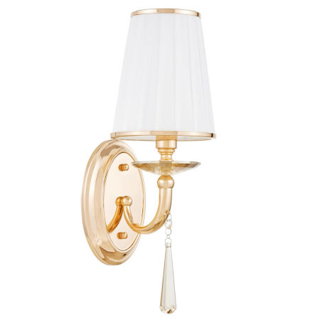 Złoty kinkiet pojedynczy FABIONE z kryształem lampa ścienna nowoczesna klasyczna