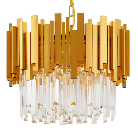 Złoty żyrandol kryształowy, designerski, nowoczesny, glamour, art-deco - FERA