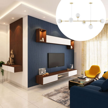 Złoty żyrandol, kule, lampa wisząca, belka pozioma, dwie okrągłe podsufitki, klasyczne złoto - FINO