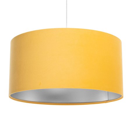 Żółta lampa wisząca z tkaniny welurowej ze srebrnym wnętrzem do pokoju - MULTIKOLOR