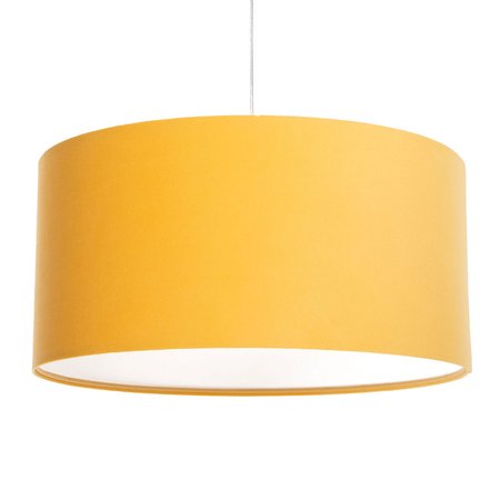 Żółto-biała lampa wisząca z welurowym abażurem do salonu styl Dopamine Decor - MULTIKOLOR