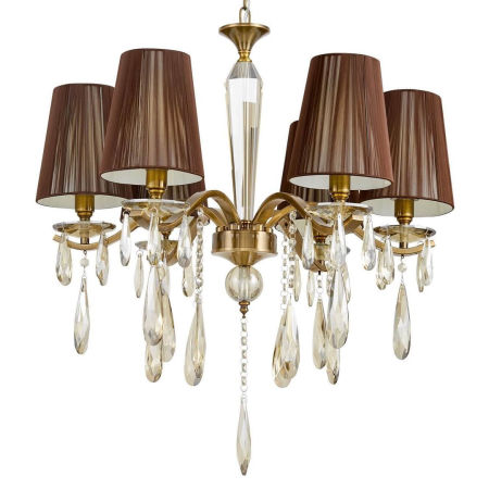 Żyrandol kryształowy, kolor mosiężny ALESSIA W6 stylowy, 6-ramienny, na łańcuchu