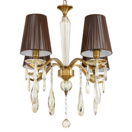 Żyrandol z kryształkami, kolor mosiądz ALESSIA W4 4-ramienny, wiszący na łańcuchu
