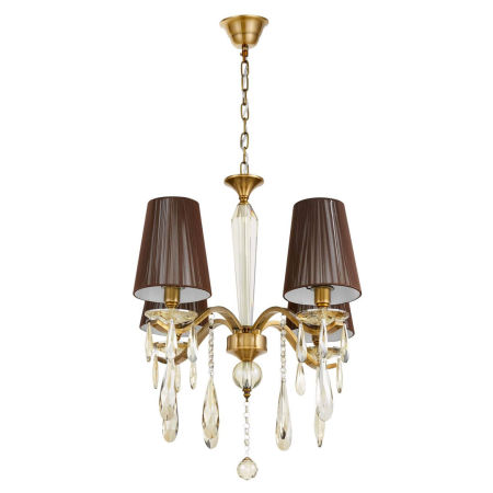 Żyrandol z kryształkami, kolor mosiądz ALESSIA W4 4-ramienny, wiszący na łańcuchu