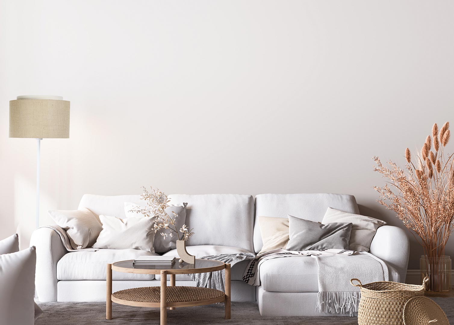 Naturalna elegancja, podłogowa lampa stojąca BOHO z podwójnym jutowym i lnianym abażurem, beżowo-kremowa - BPS Koncept zdjęcie 2