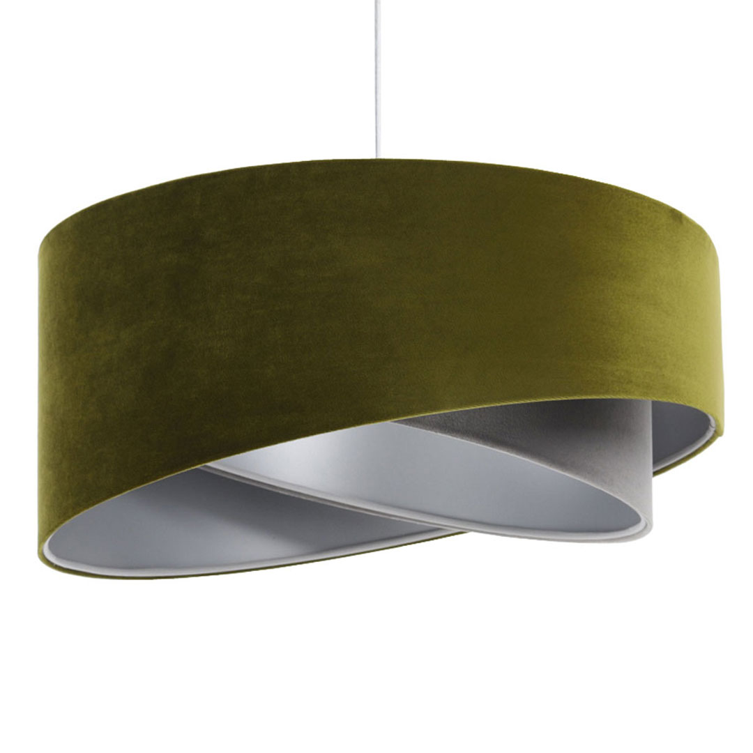 Oliwkowo-szara lampa retro z aksamitu i srebrnym wnętrzem, lampa w stylu vintage - FRANO - BPS Koncept zdjęcie 1