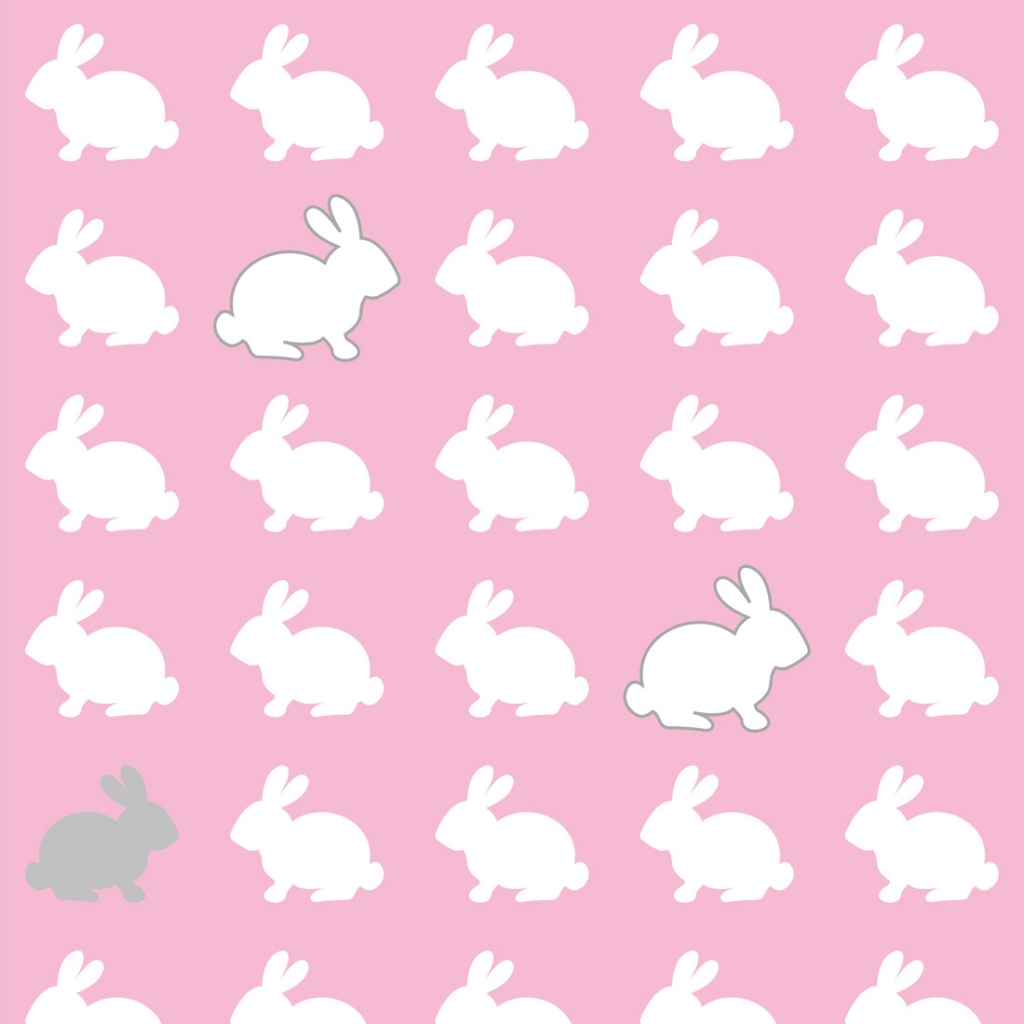 Różowa tapeta ścienna do pokoju dla dziewczynki w słodkie króliczki białe i szare