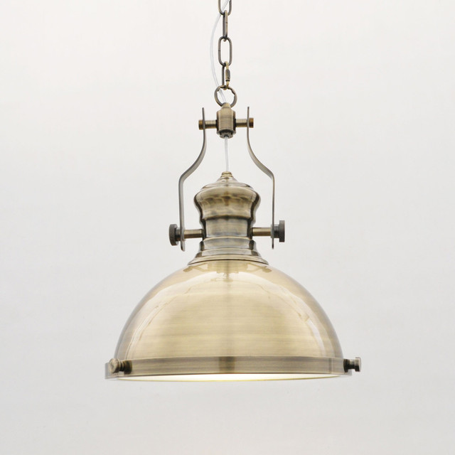 Industrialna lampa wisząca ETTORE kolor mosiądzu, metalowa kopuła