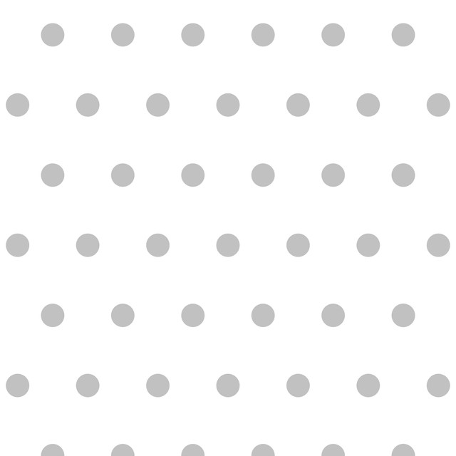 Biała tapeta w szare kropki, groszki, polka dot 5 cm