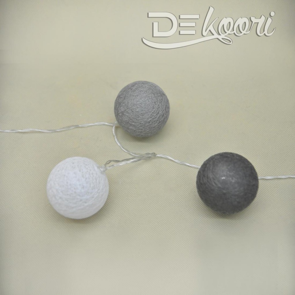 Lampki cotton balls biało szare LED 10 szt.