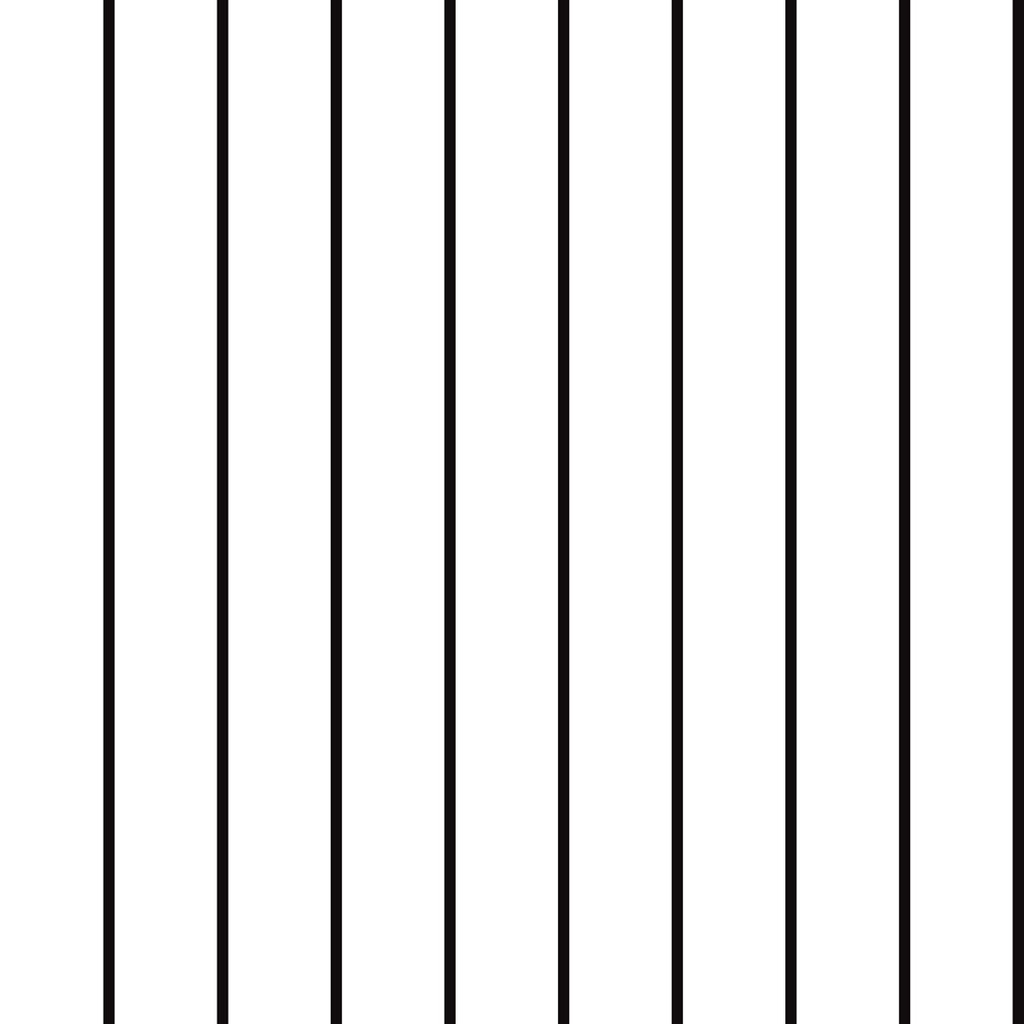 Biała tapeta w czarne linie, paski pionowe 1 cm
