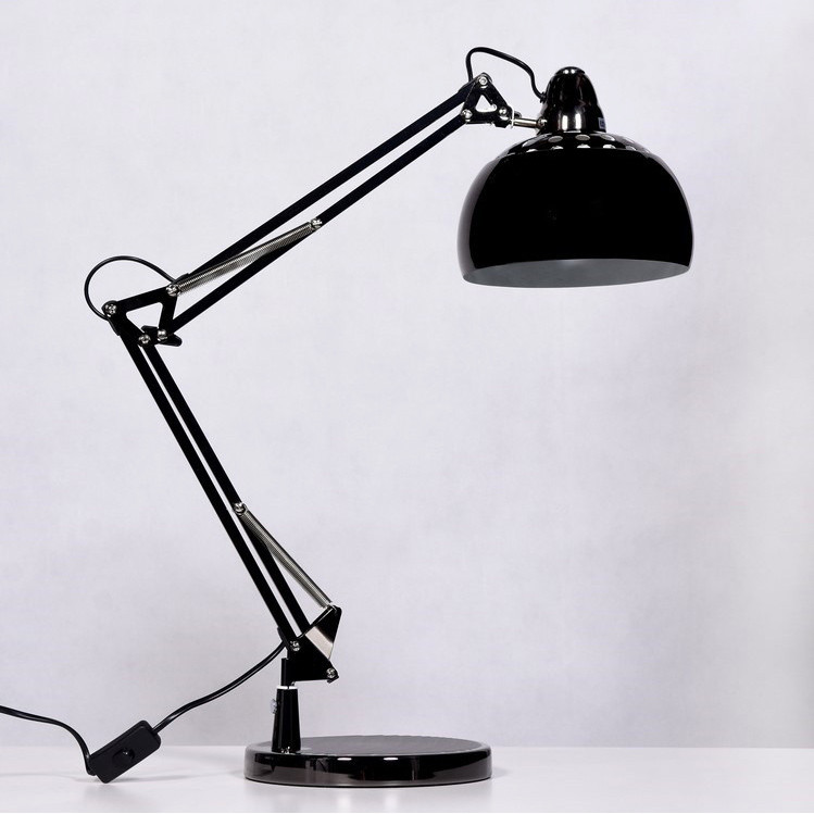 Nowoczesna lampka biurkowa czarna stojąca RIGORRIA modny design metalowa