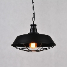 Czarna lampa loftowa industrialna metalowy klosz z fabryczną kratką