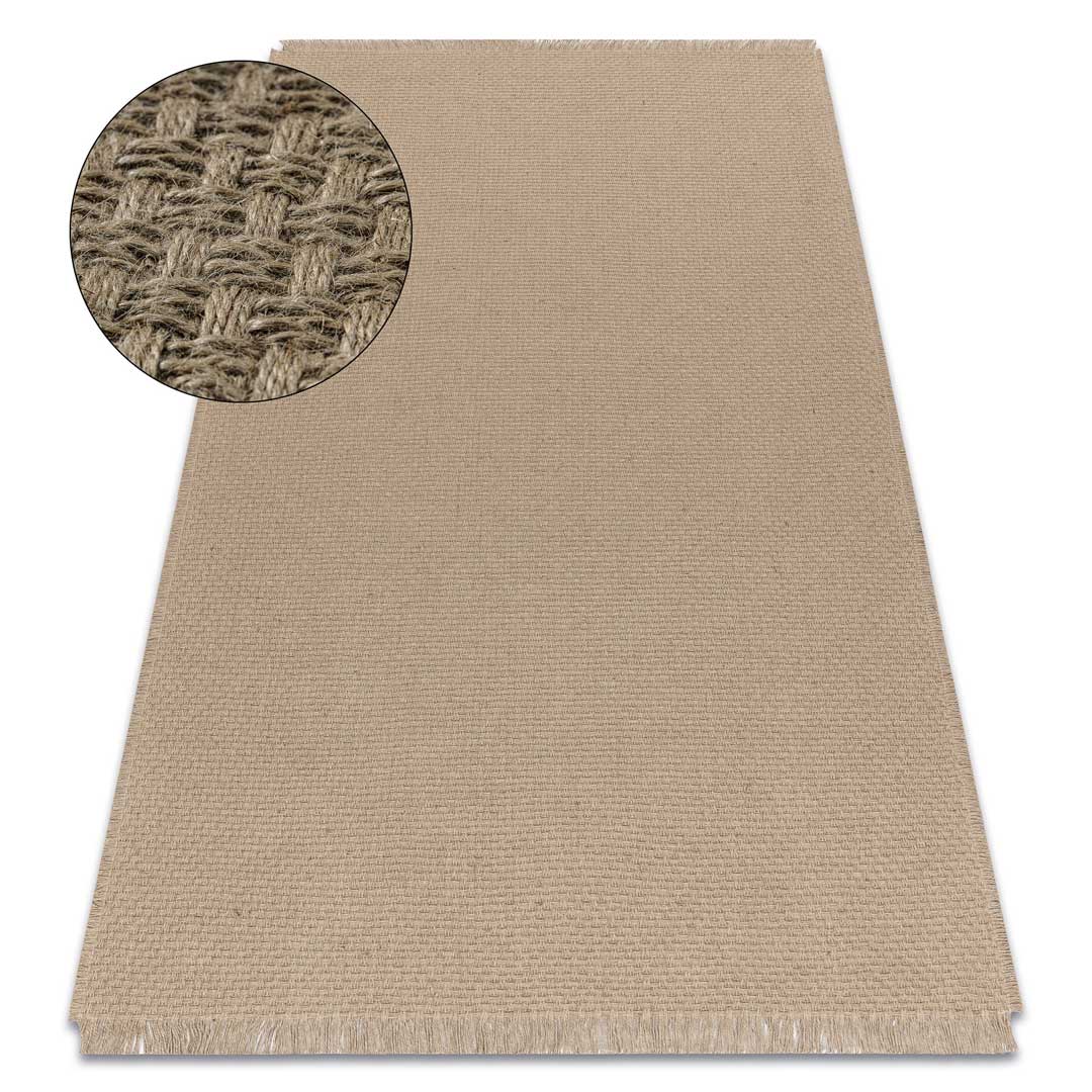 Pleciony dywan boho z juty w kolorze beżowym, z frędzlami, płasko tkany, naturalny - JUTE - Dywany Łuszczów zdjęcie 2
