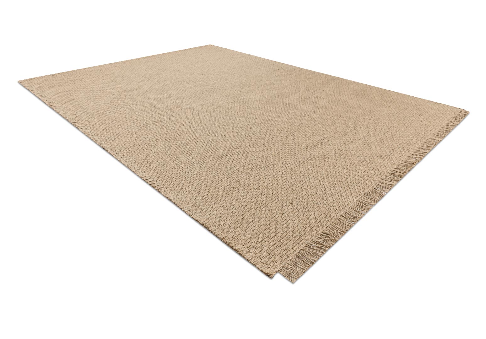 Pleciony dywan boho z juty w kolorze beżowym, z frędzlami, płasko tkany, naturalny - JUTE - Dywany Łuszczów zdjęcie 3