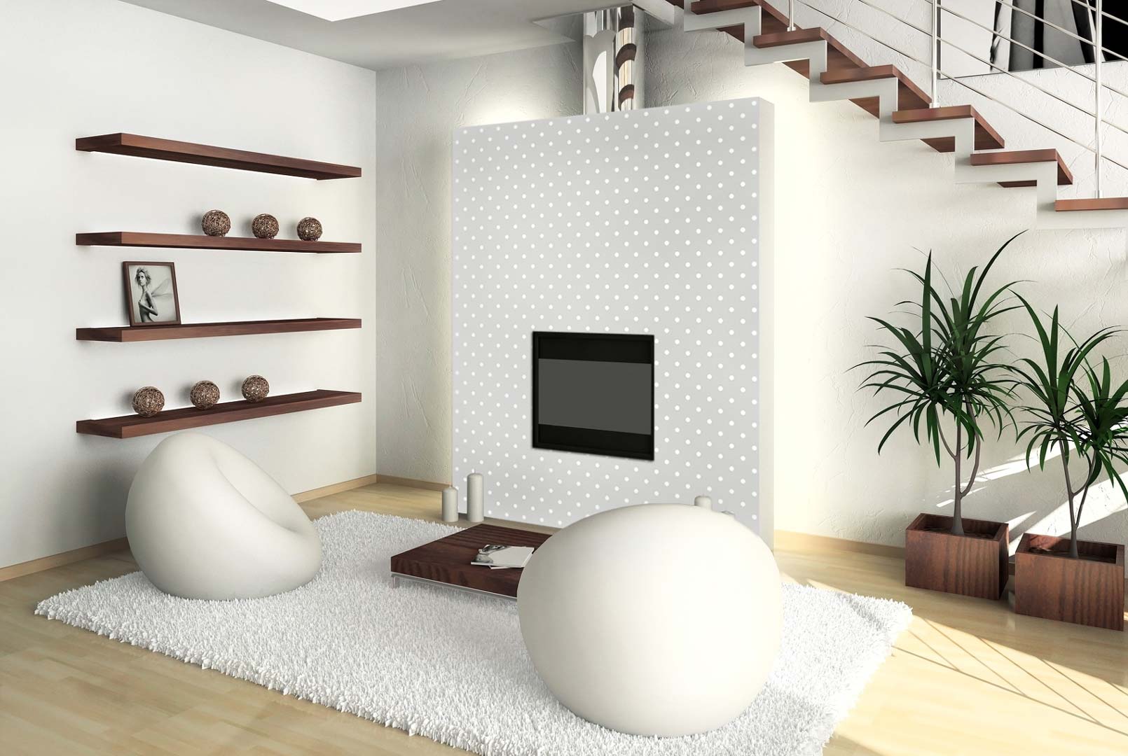 Szara tapeta w małe białe kropki, groszki, polka dot 2 cm - Dekoori zdjęcie 4