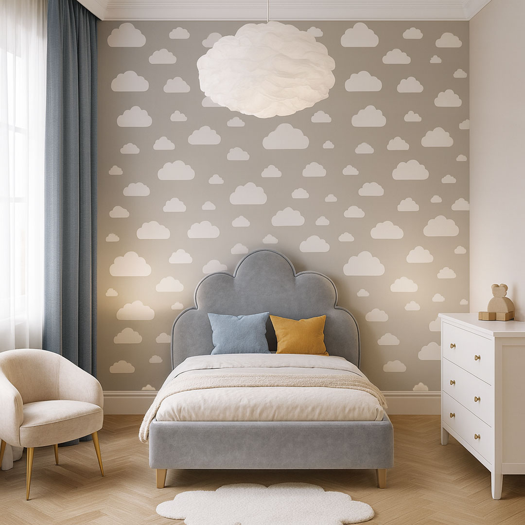 Tapeta chmury, chmurki 7,5-24 cm szaro-biała - Dekoori zdjęcie 2