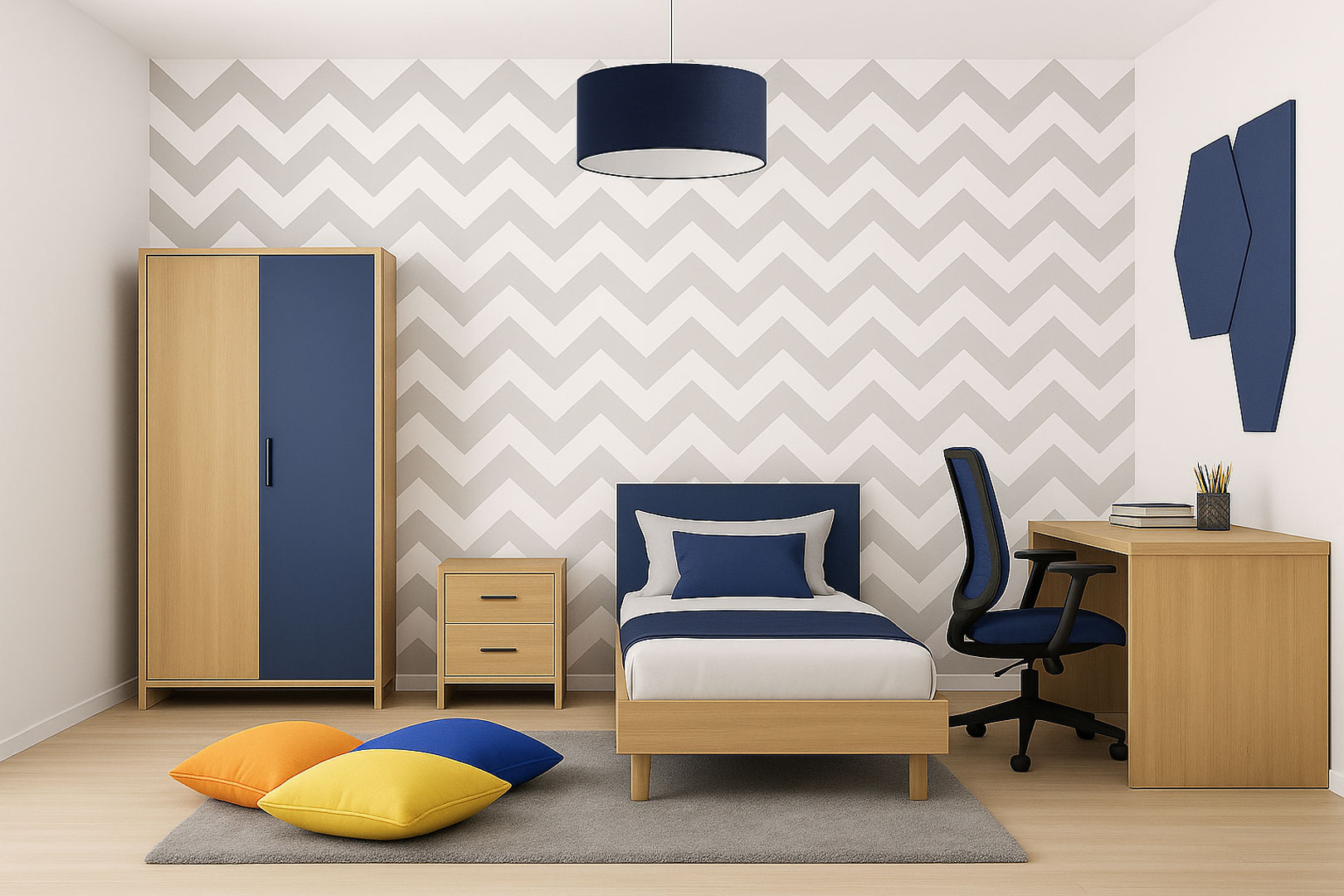 Tapeta geometryczna w ZYGZAKI biało-szare 23 cm w stylu skandynawskim - Dekoori zdjęcie 3