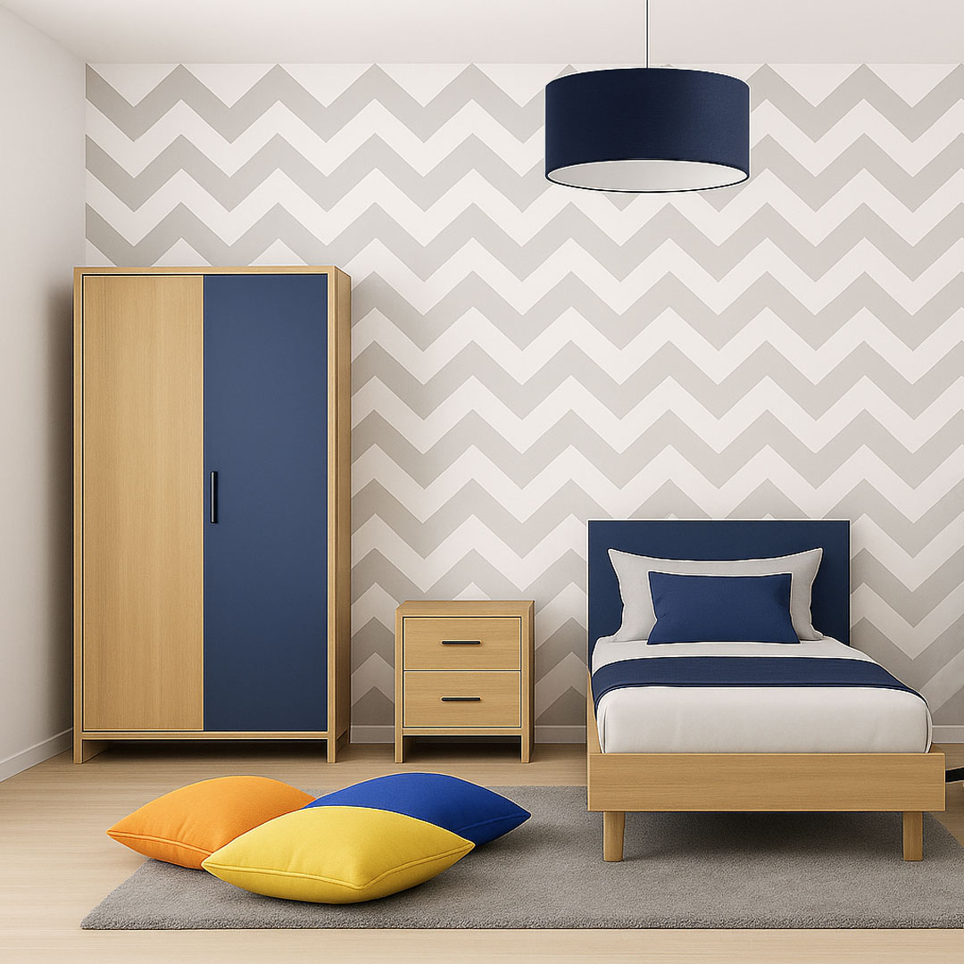 Tapeta geometryczna w ZYGZAKI biało-szare 23 cm w stylu skandynawskim - Dekoori zdjęcie 2