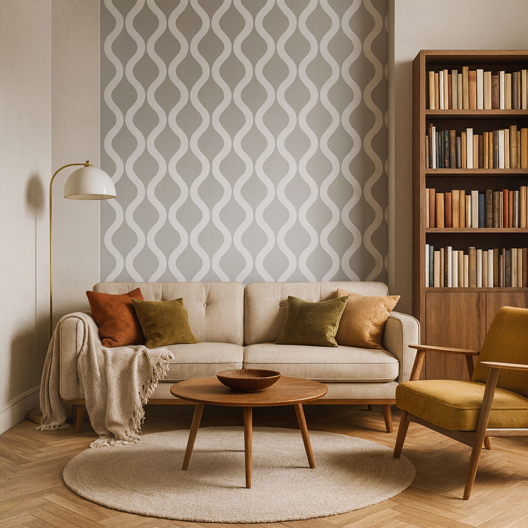 Tapeta w pionowe FALE szaro-biała - Dekoori zdjęcie 2