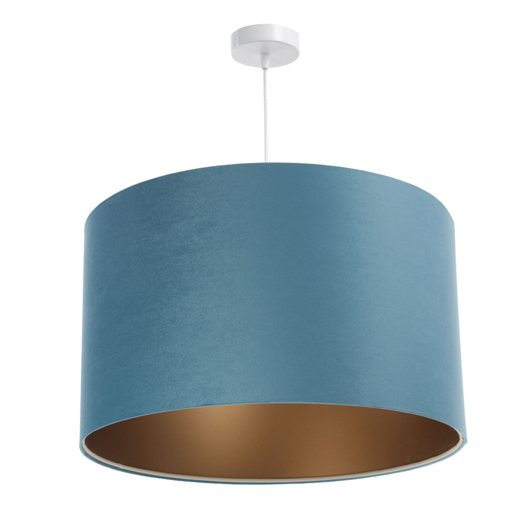 Turkusowa lampa wisząca z aksamitu i miedzianym wnętrzem, elegancja do nowoczesnych wnętrz - MOOD - BPS Koncept zdjęcie 3