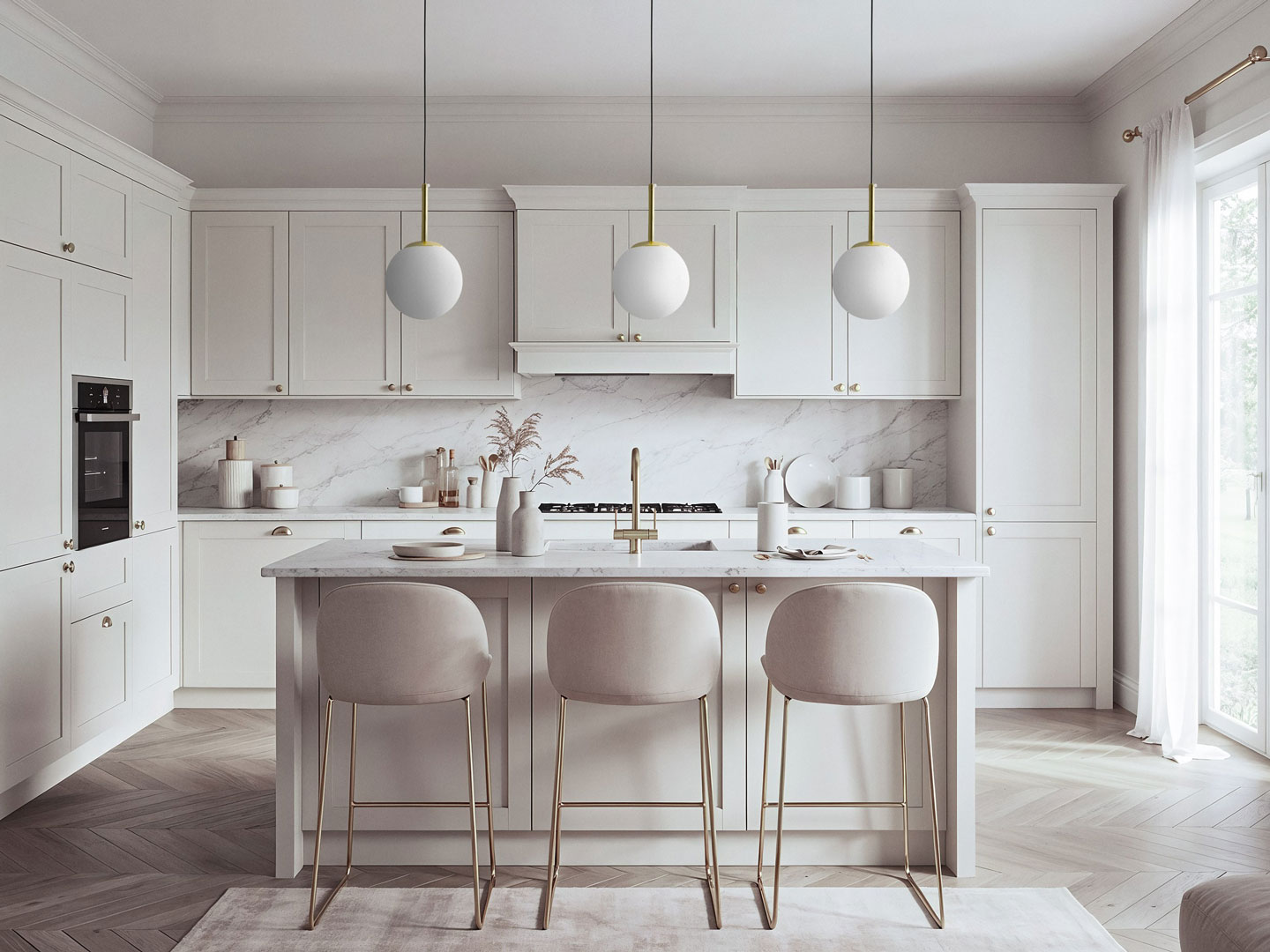 Elegancka wisząca lampa, złoto klasyczne, biały klosz, szklana kula, pionowy zwis, styl glamour - FREDICA - Lumina Deco zdjęcie 2