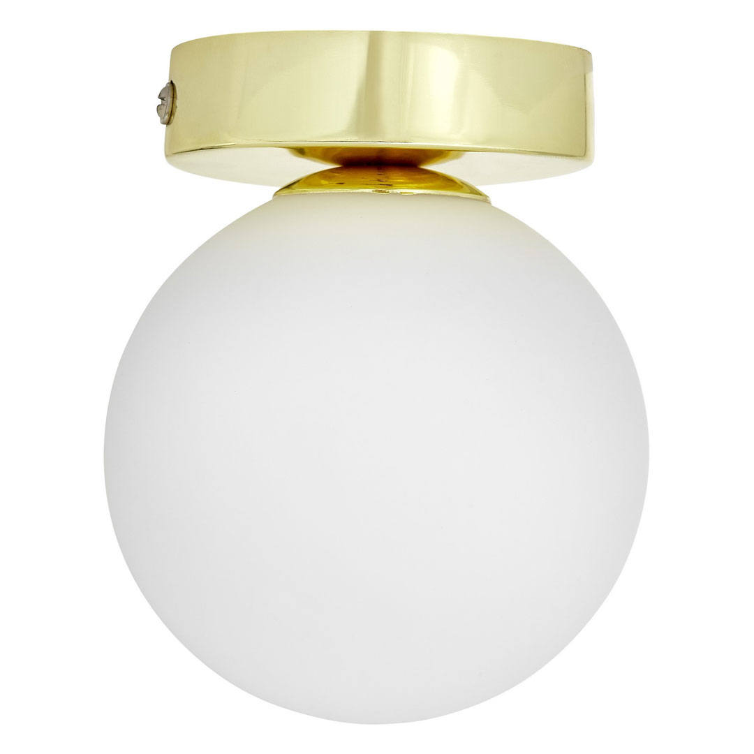 Złota lampa sufitowa, plafon lub kinkiet ścienny, pojedyncza biała kula - MARSIADA W1 - Lumina Deco zdjęcie 3