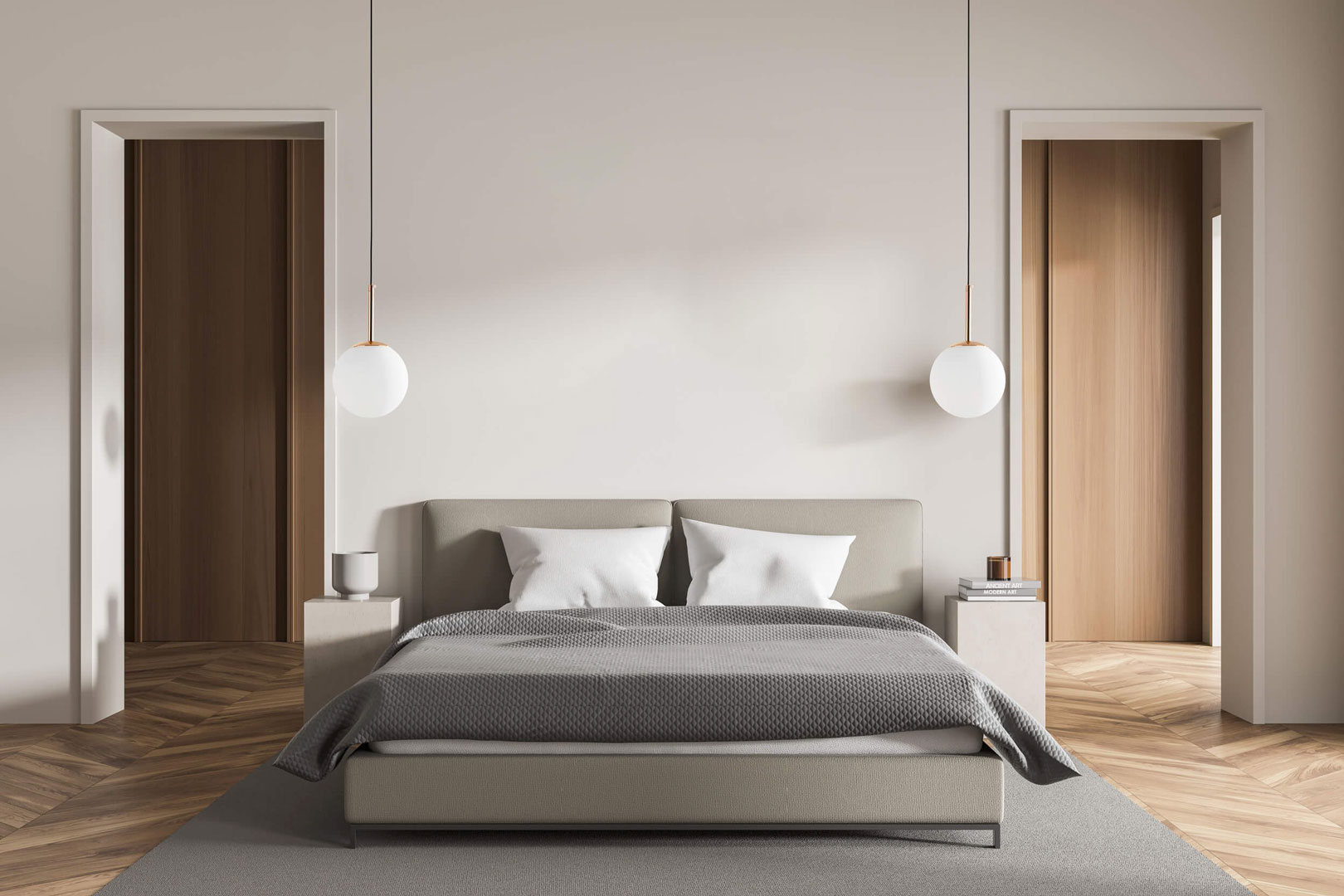 Złota lampa wisząca z okrągłym, białym kloszem, elegancka FREDICA W1 - Lumina Deco zdjęcie 2