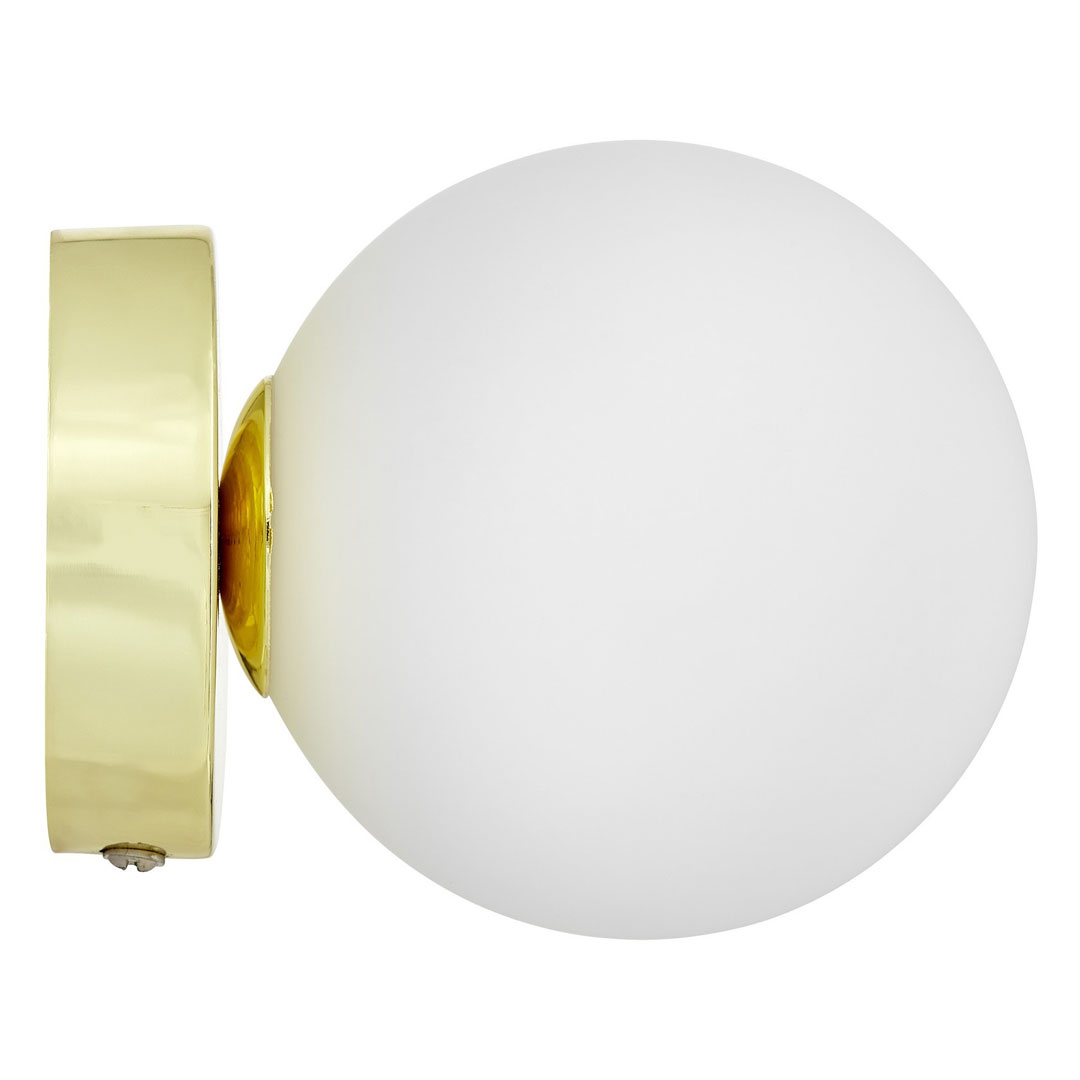 Złota lampa sufitowa, plafon lub kinkiet ścienny, pojedyncza biała kula - MARSIADA W1 - Lumina Deco zdjęcie 2