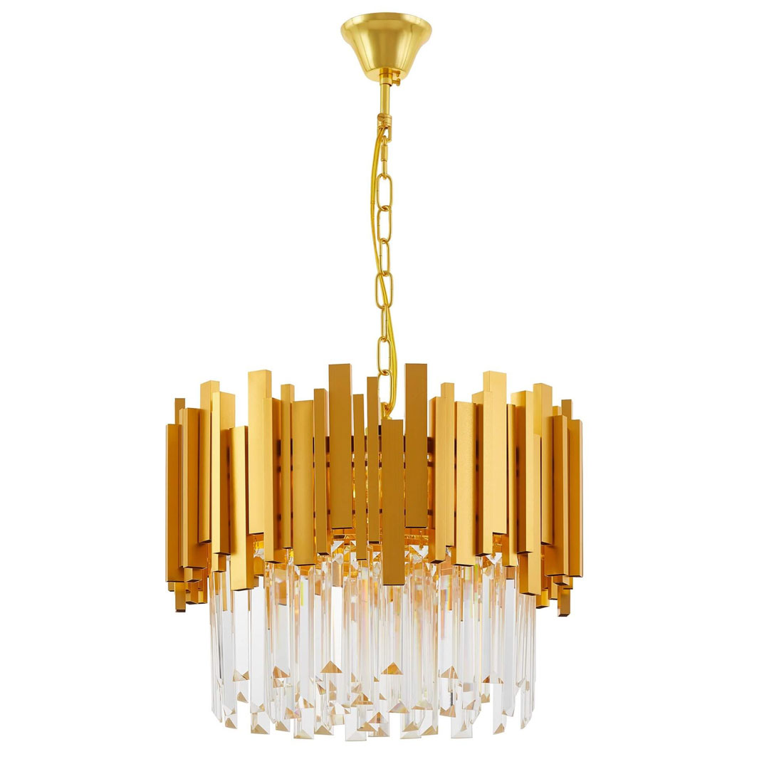 Złoty żyrandol kryształowy, designerski, nowoczesny, glamour, art-deco - FERA - Lampit zdjęcie 3