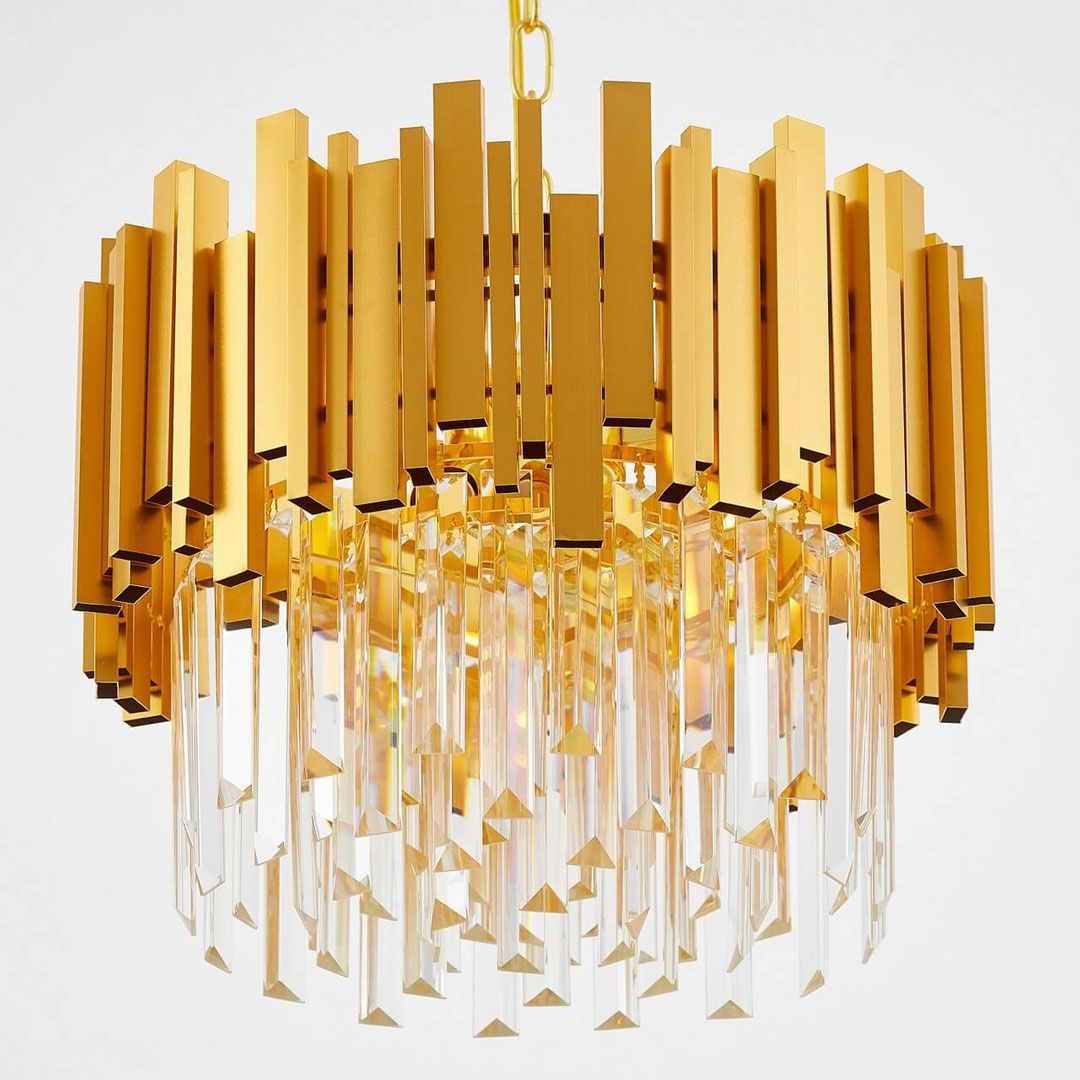 Złoty żyrandol kryształowy, designerski, nowoczesny, glamour, art-deco - FERA - Lampit zdjęcie 4